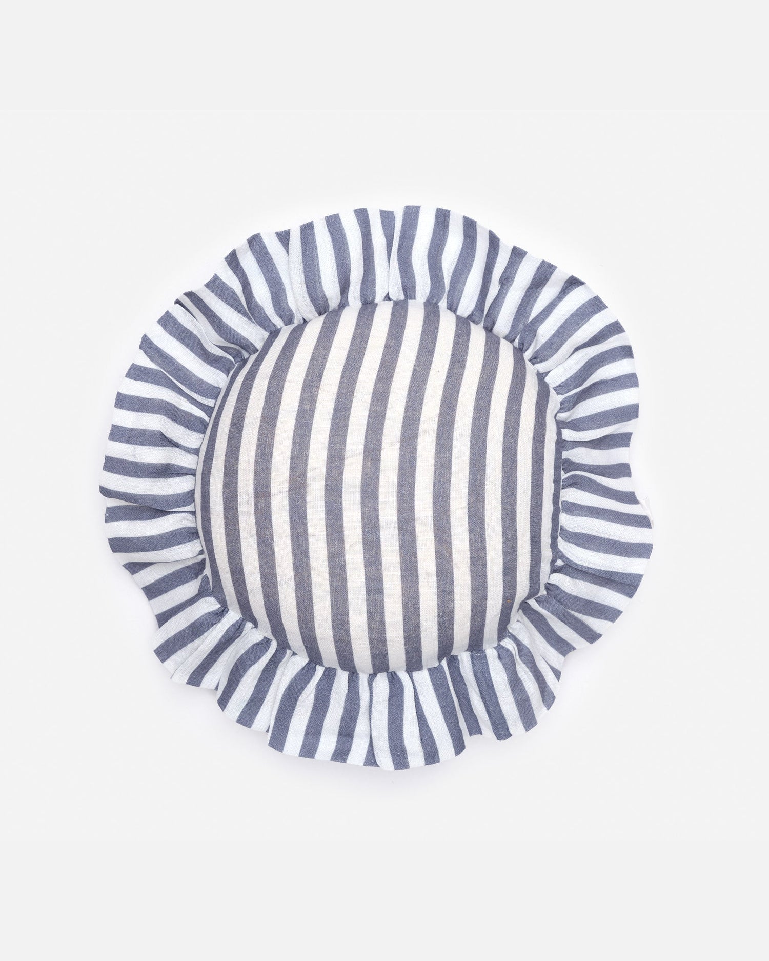 Folkstone Blue Candy Stripe Round Cushion Cover