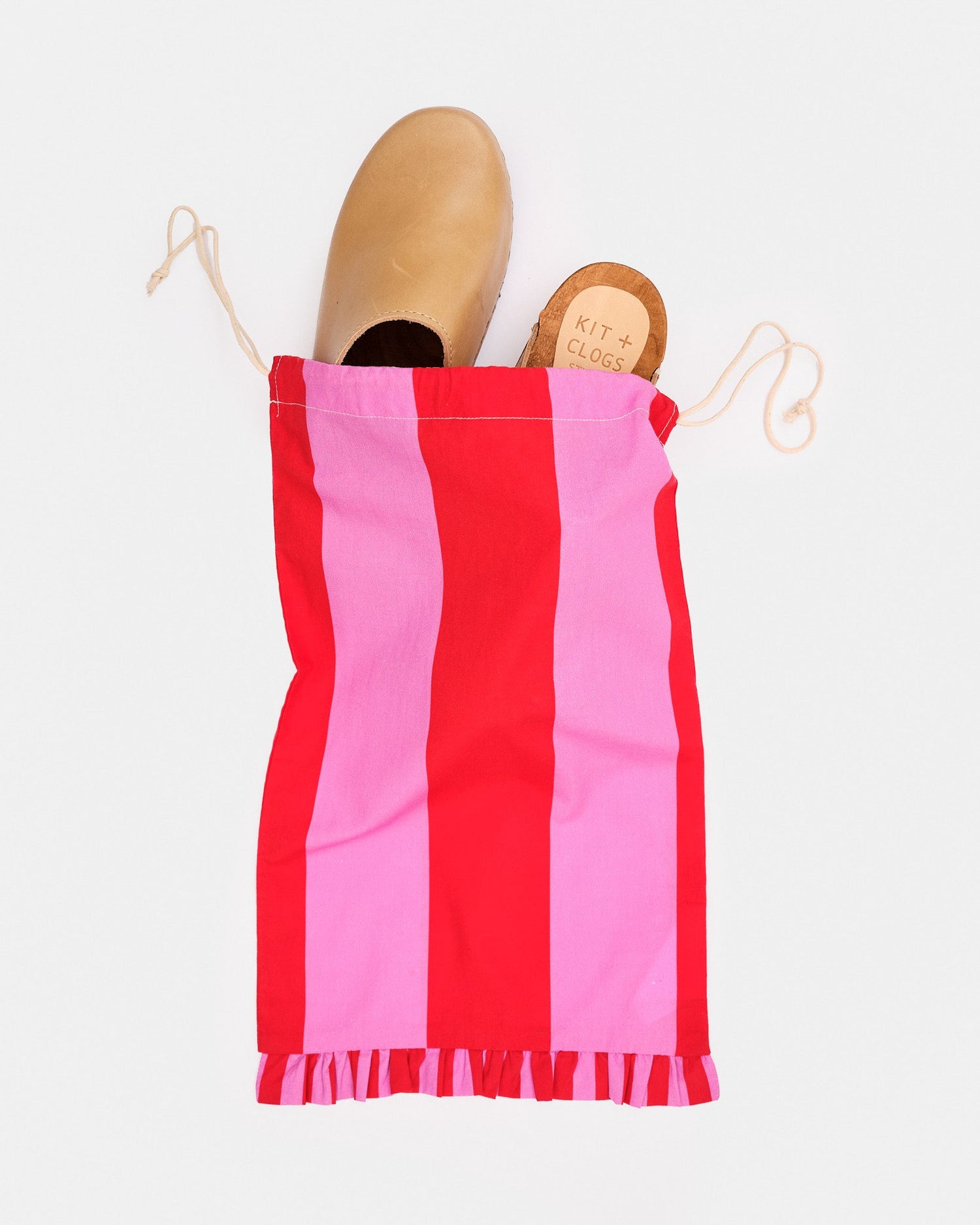 Cerise & Fuchsia Wide Stripe Shoe Bag Set of 2