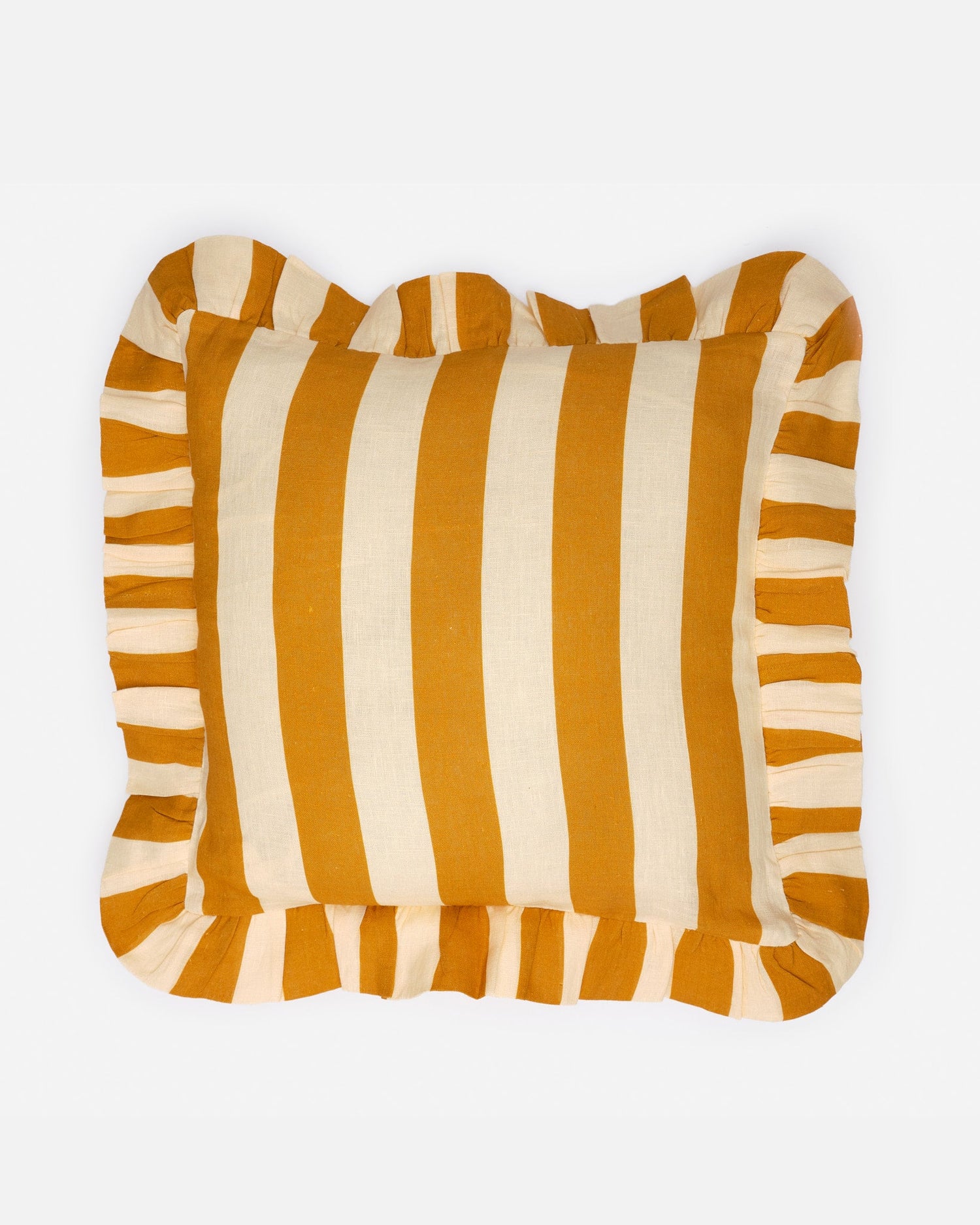 Ochre Wide Stripe Cushion Cover