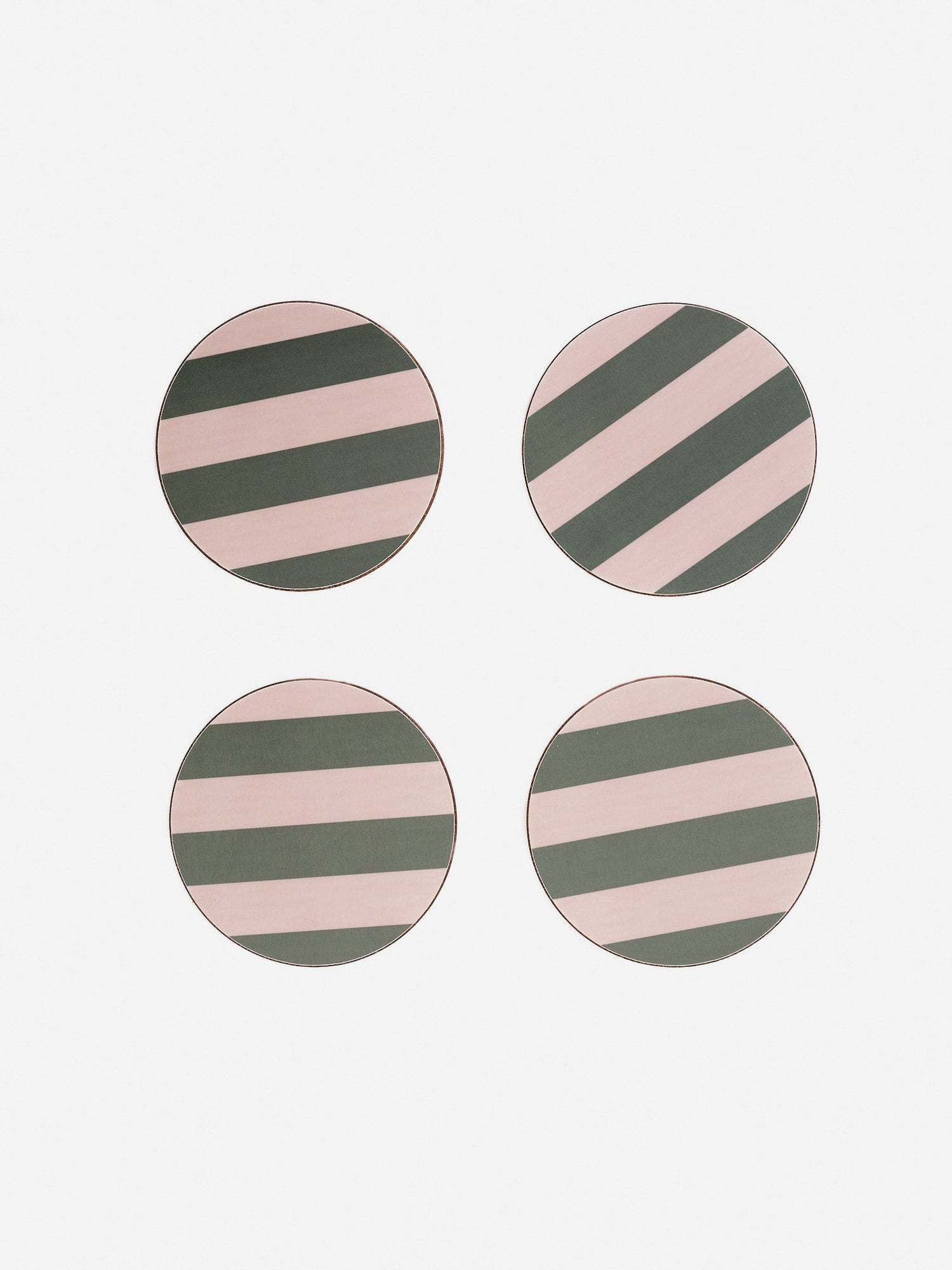 Set of 4 Forest Green  Stripe Coasters