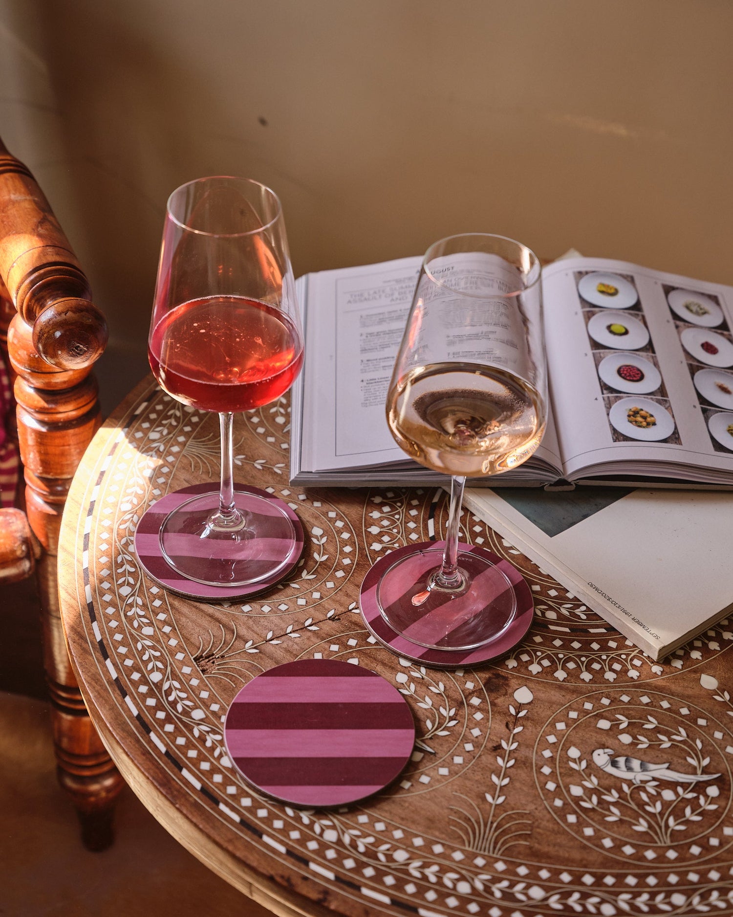 Set of 4 Rouge & Blush Stripe Coasters