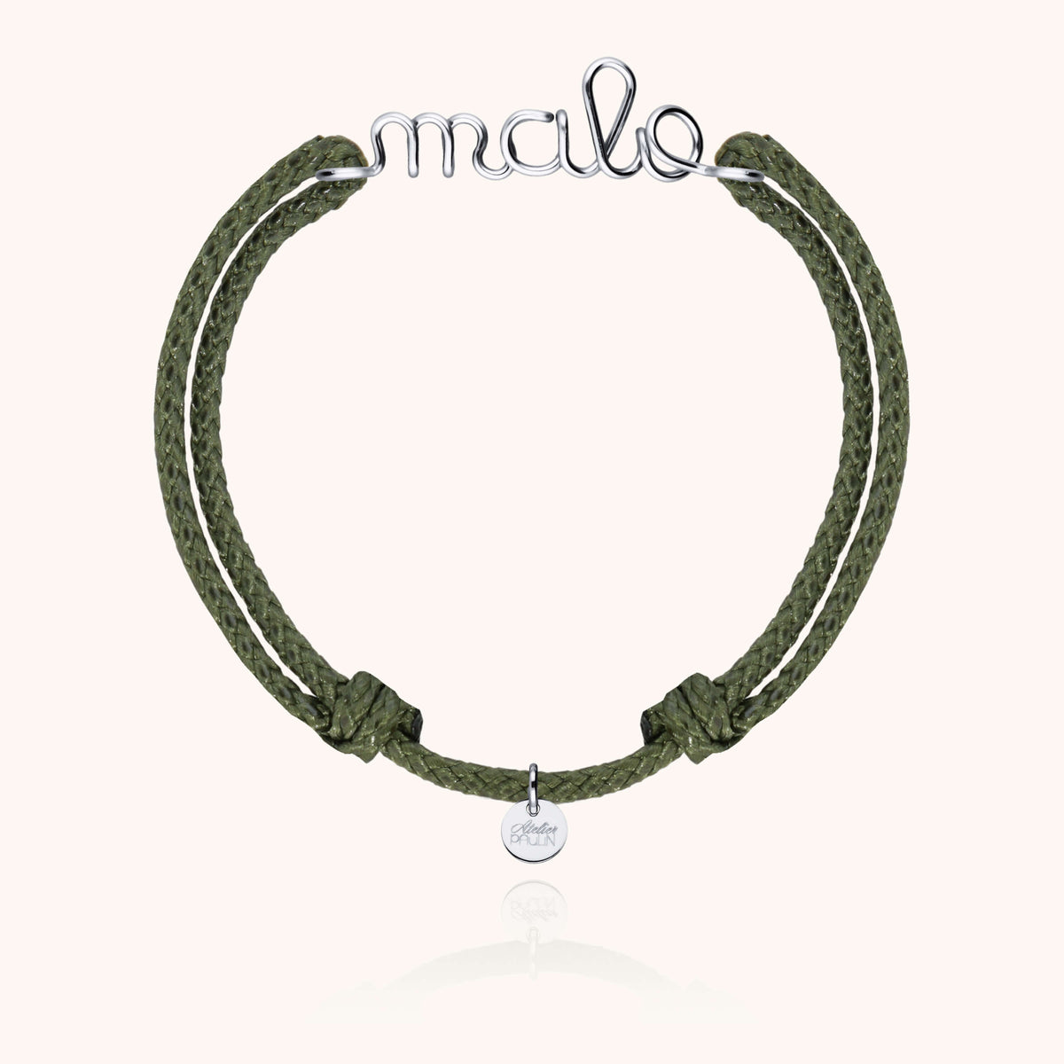 Bracelet Cordon Ciré Personnalisé Homme porté au poignet — argent sterling 925 livraison express sécurisée