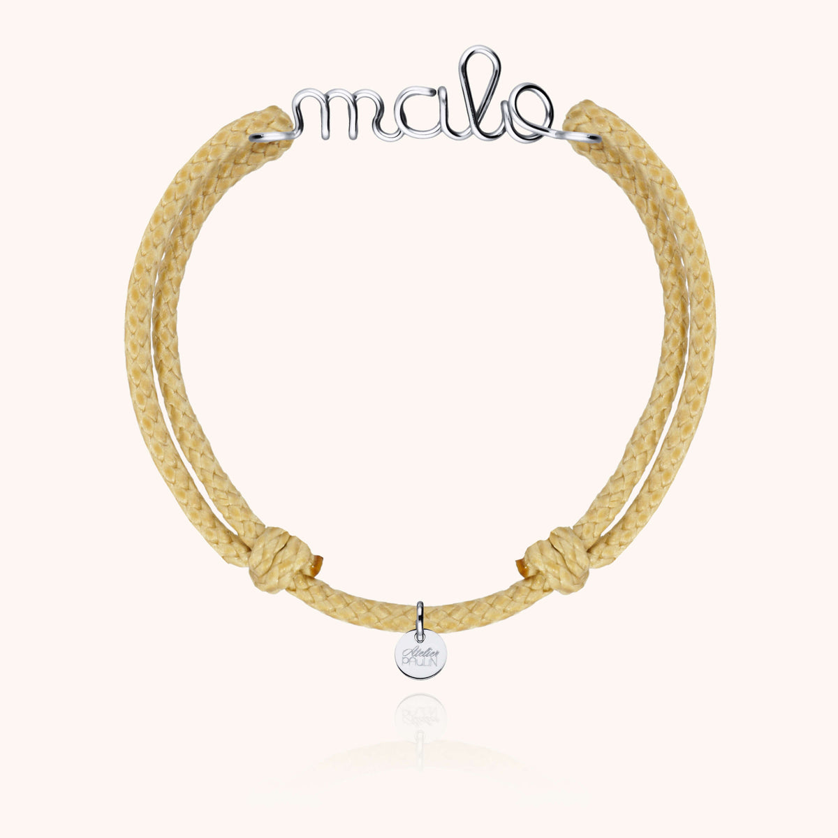 Bracelet Cordon Ciré Personnalisé Homme — gros plan sur le fermoir, argent sterling 925