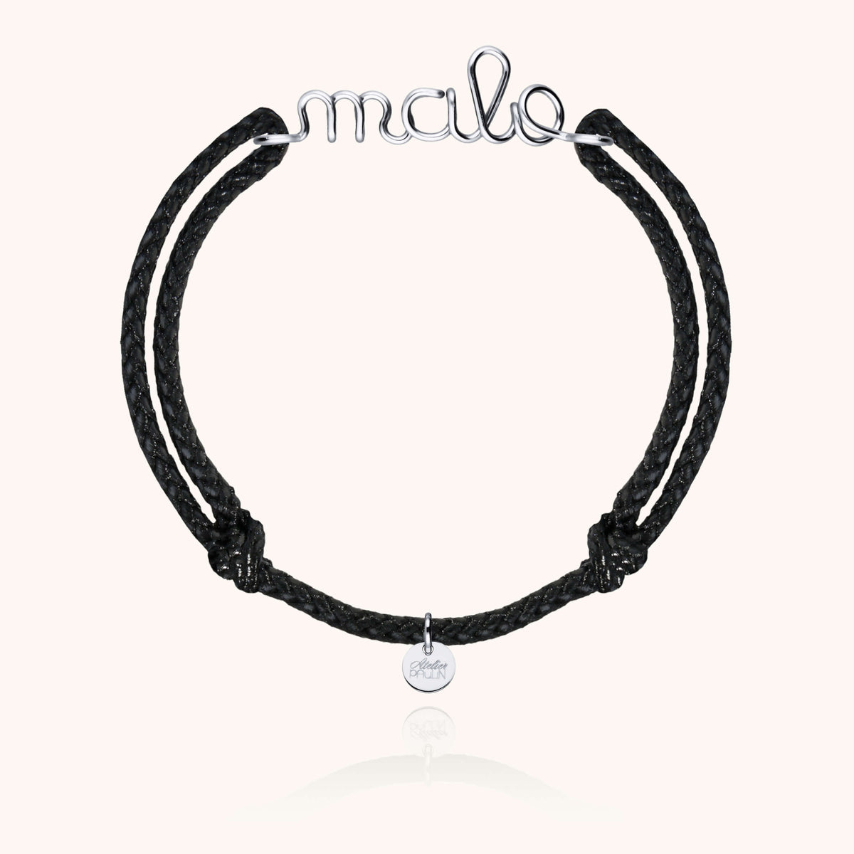 Bracelet Cordon Ciré Personnalisé Homme en argent sterling 925 — bijou durable garanti à vie