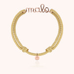 Bracelet Cordon Ciré Personnalisé Homme — gros plan sur le fermoir, or rose laminé