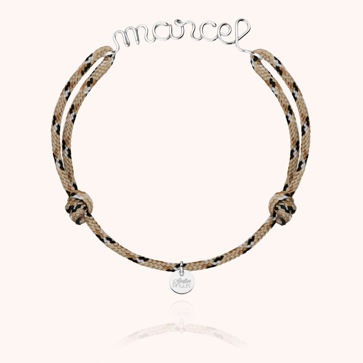 Bracelet Cordon Knot Personnalisé Homme porté au poignet — argent sterling 925 expédition rapide et sécurisée