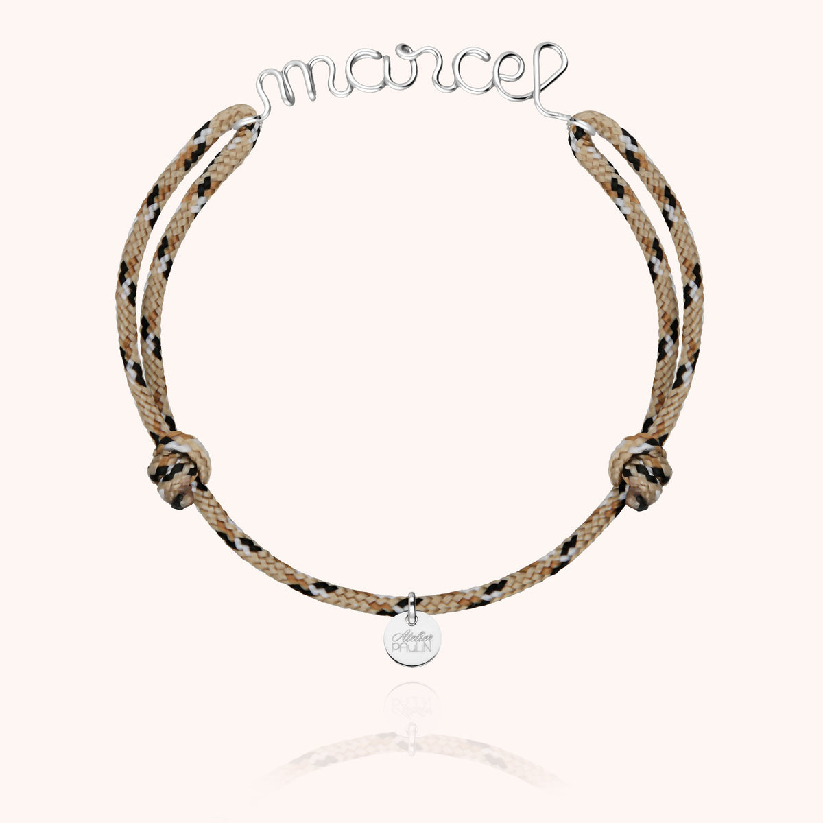 Bracelet Cordon Knot Personnalisé Homme porté au poignet — argent sterling 925 expédition rapide et sécurisée