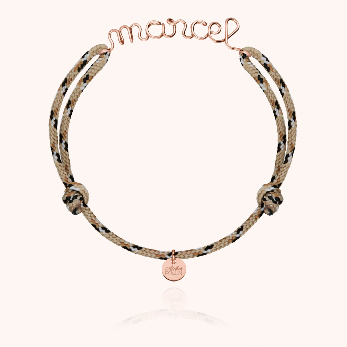 Bracelet Cordon Knot Personnalisé Homme en or rose laminé — façonné à la main à Paris