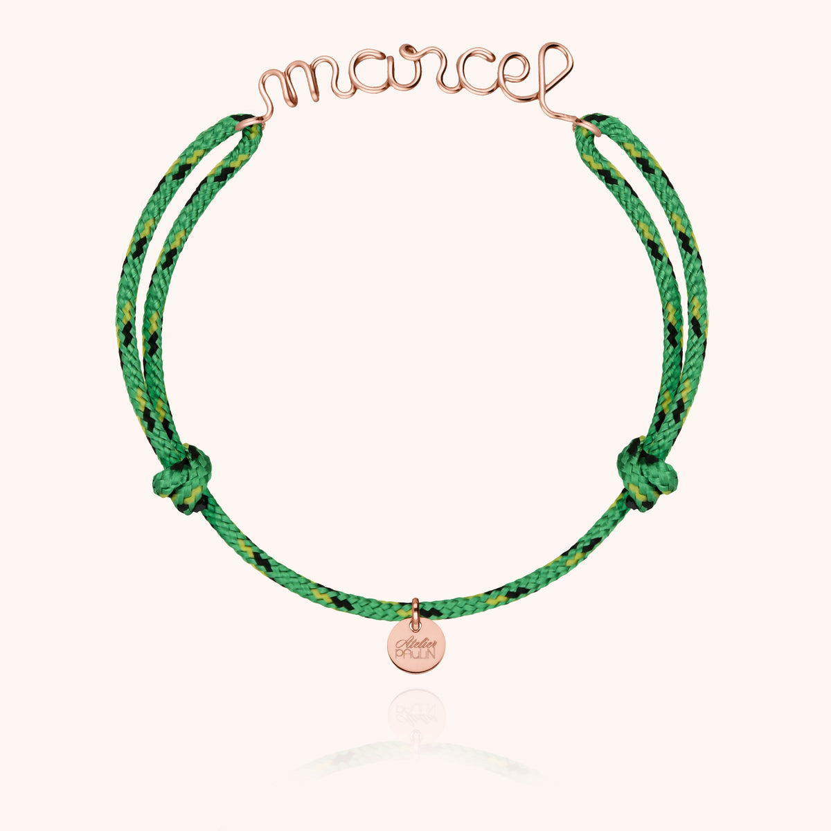 Bracelet Cordon Knot Personnalisé Homme — gros plan sur le fermoir, or rose laminé