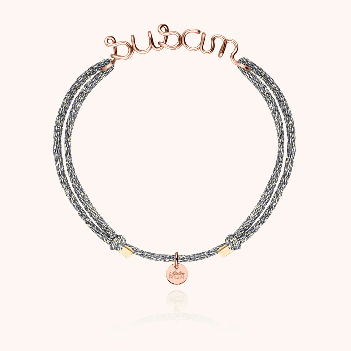Bracelet Cordon Lurex Personnalisé en or rose laminé — bijou fait main Atelier Paulin
