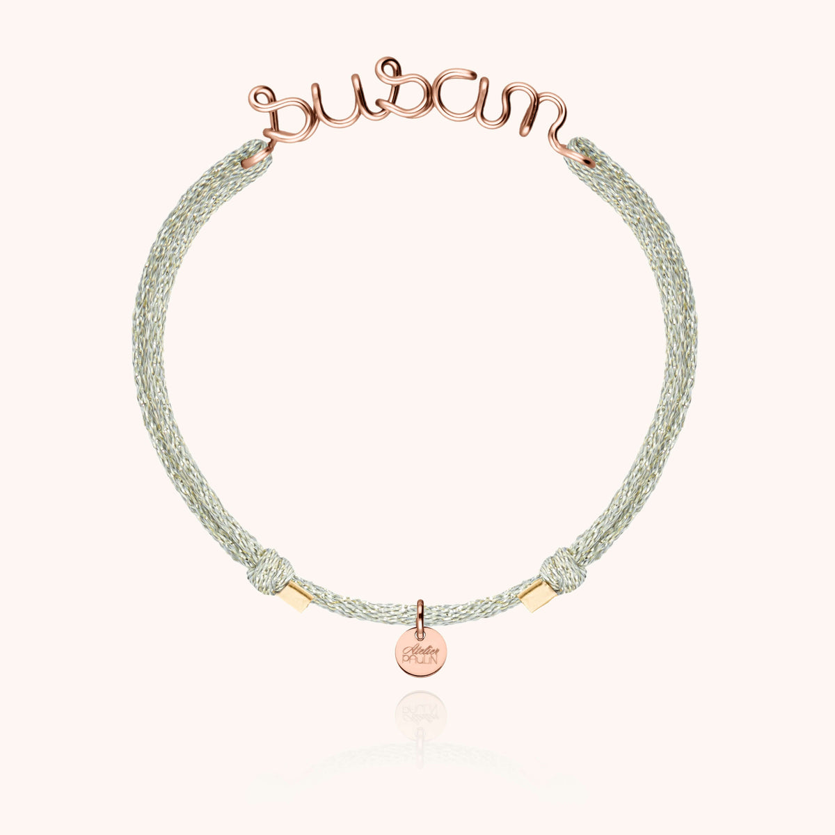 Bracelet Cordon Lurex Personnalisé en or rose laminé — garantie à vie Atelier Paulin