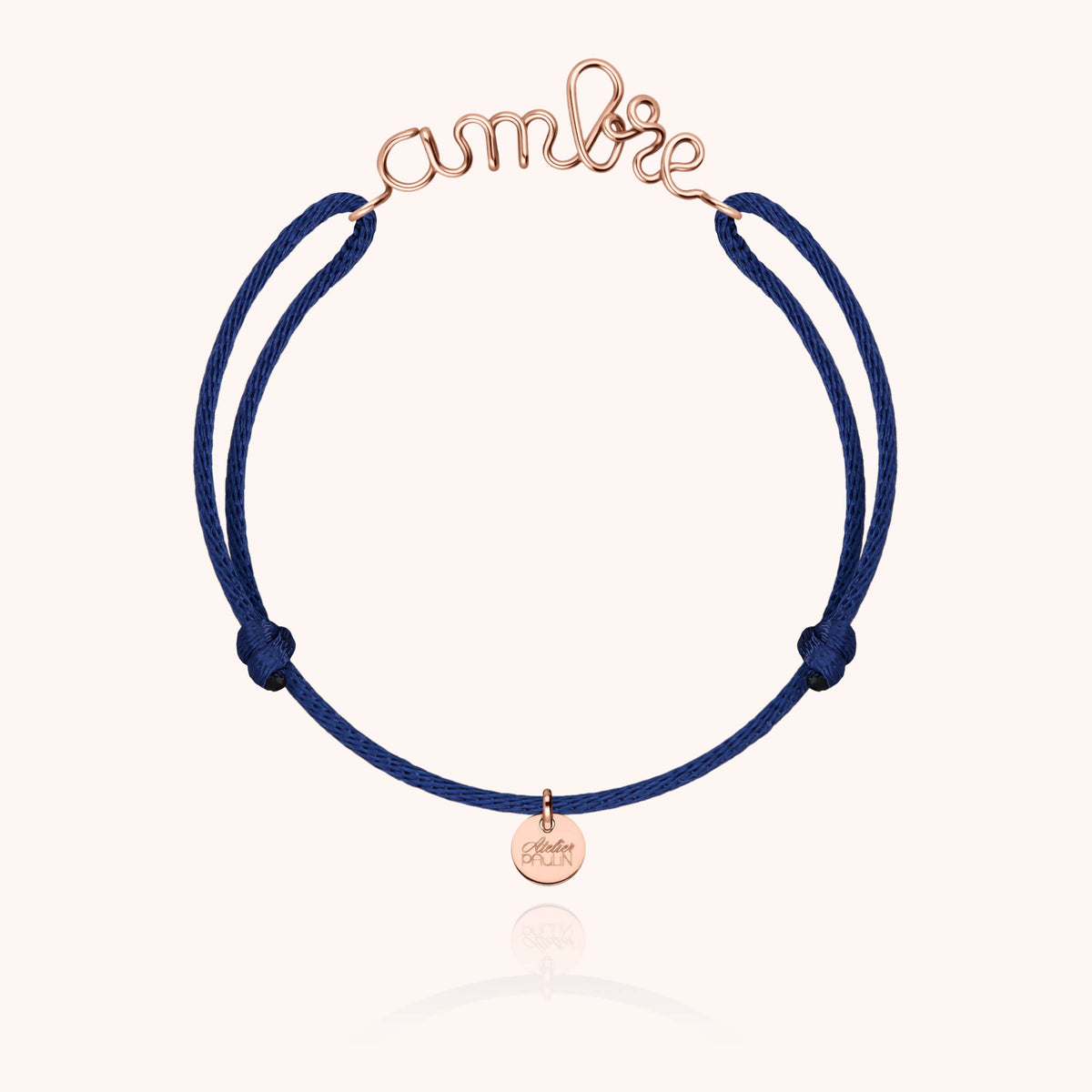 Bracelet Cordon Original Personnalisé en or rose laminé — bijou fait main Atelier Paulin