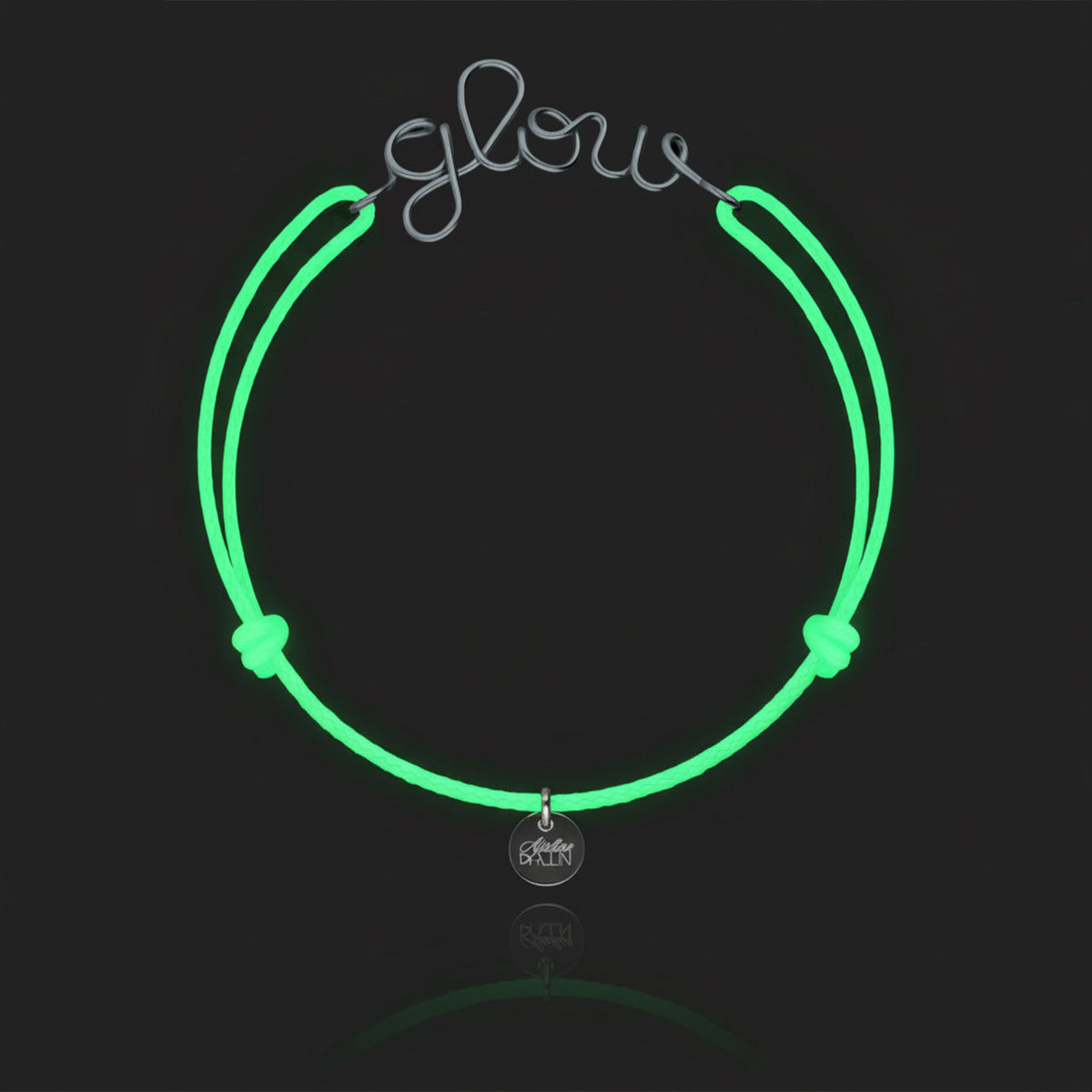 Bracelet Cordon Phosphorescent Personnalisé porté au poignet — argent sterling 925 livraison soigneuse garantie
