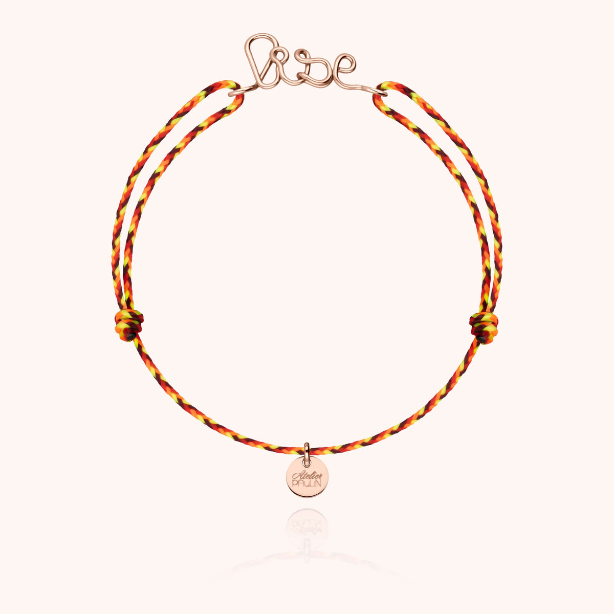 Bracelet Cordon Slim Knot Personnalisé en or rose laminé — façonné à la main à Paris
