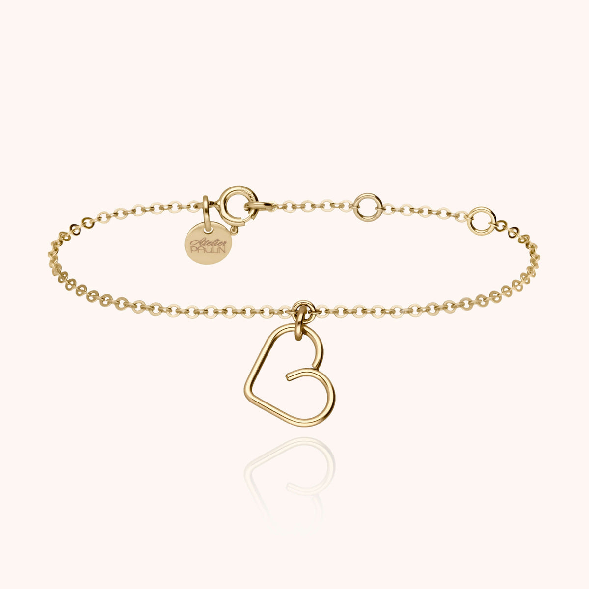 Bracelet Lucky One Charms Coeur en or jaune laminé — bijou fait main Atelier Paulin