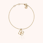 Bracelet Lucky One Charms Trèfle porté au poignet — or jaune laminé livraison soigneuse garantie