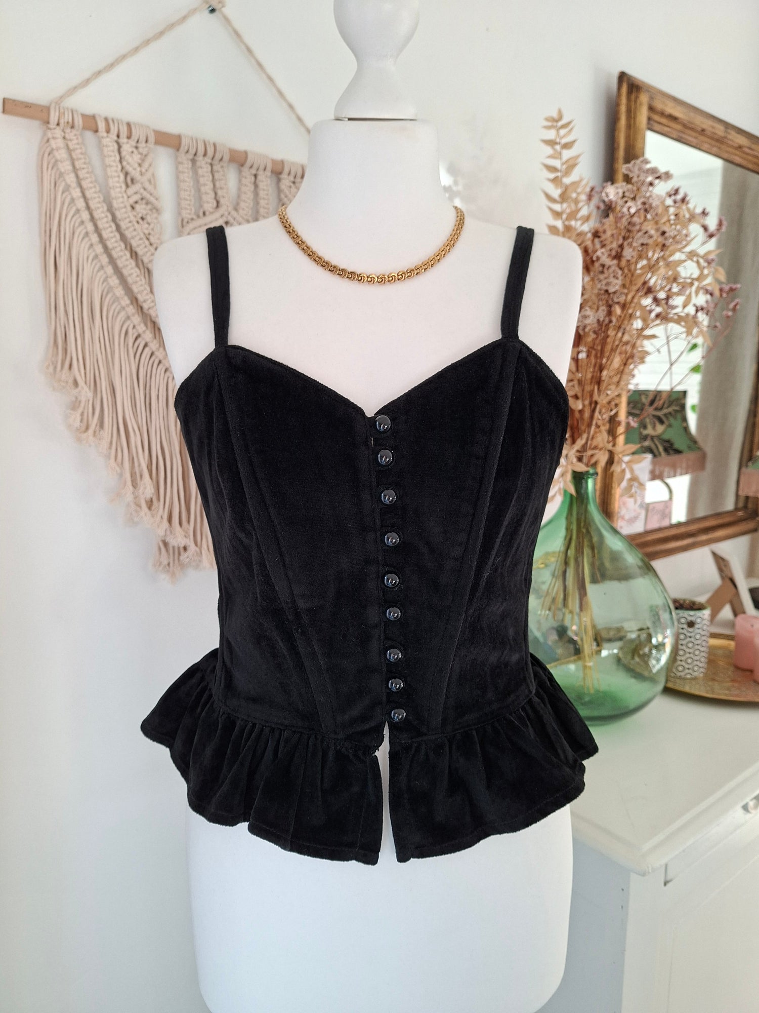 Bustier En Velours Noir