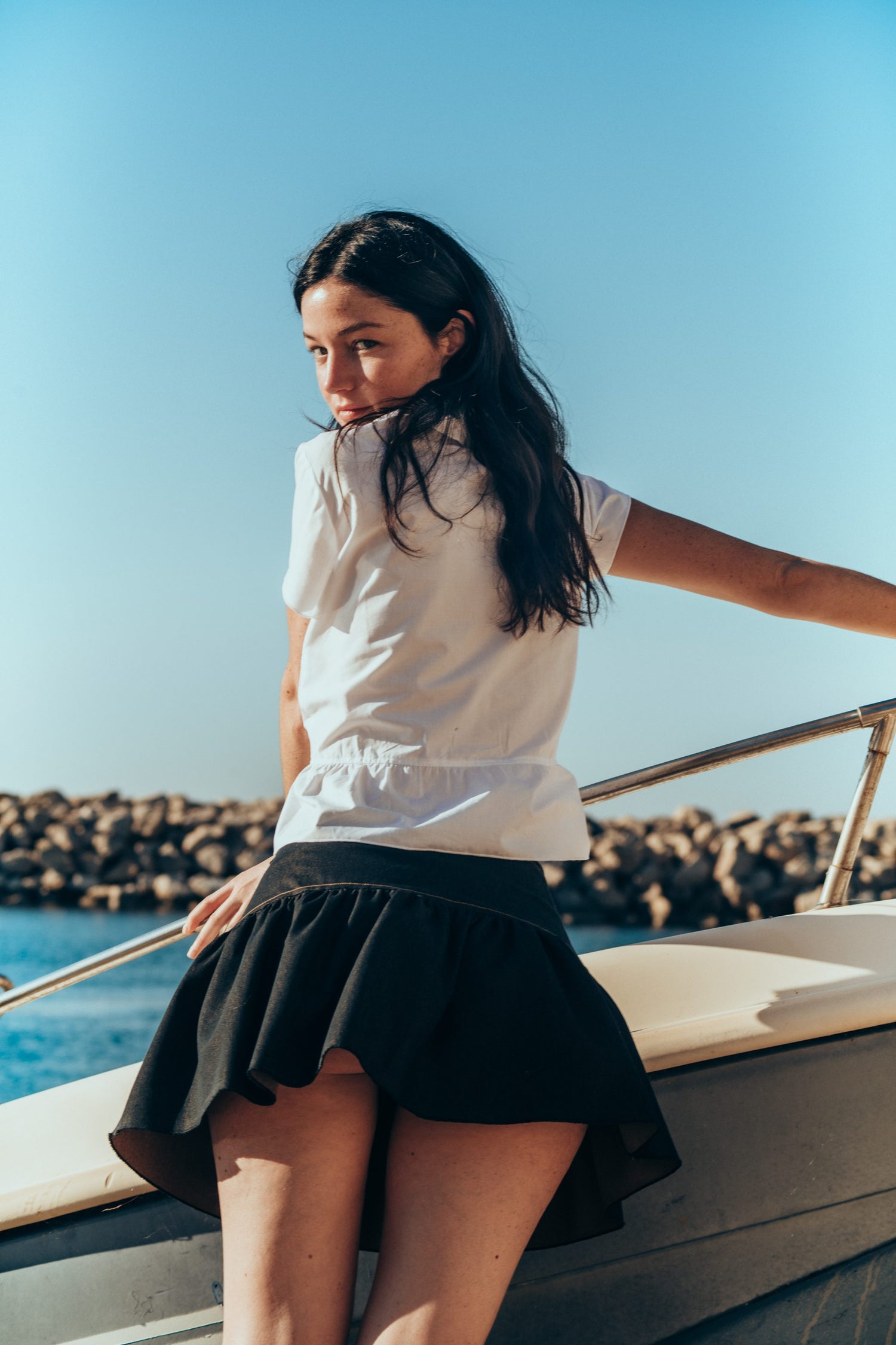 Blouse Cache-Coeur Coton Blanc Gisèle