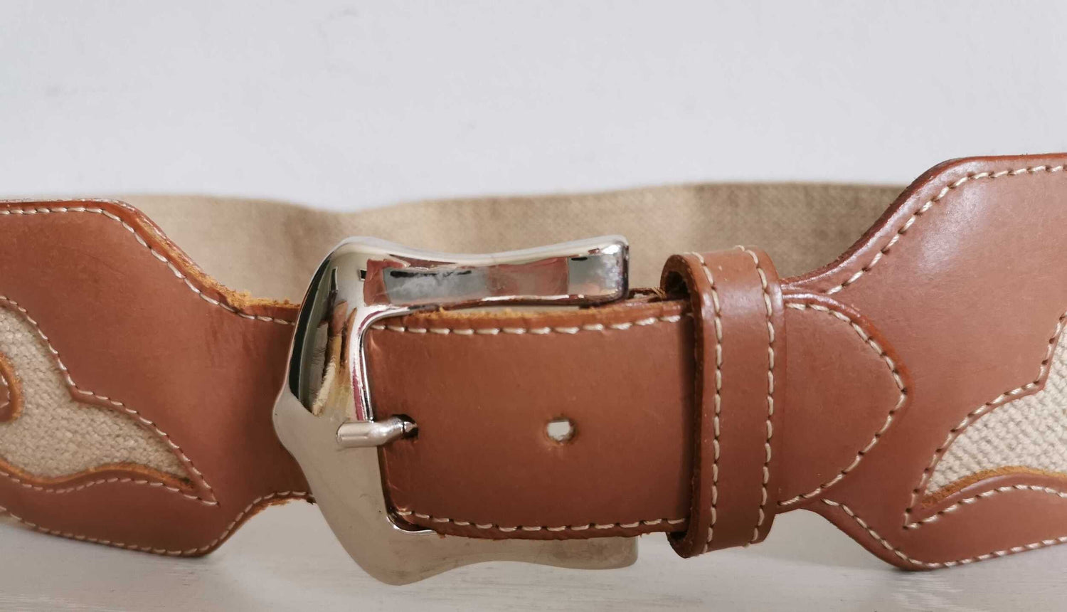 Elastic leather and cotton belt