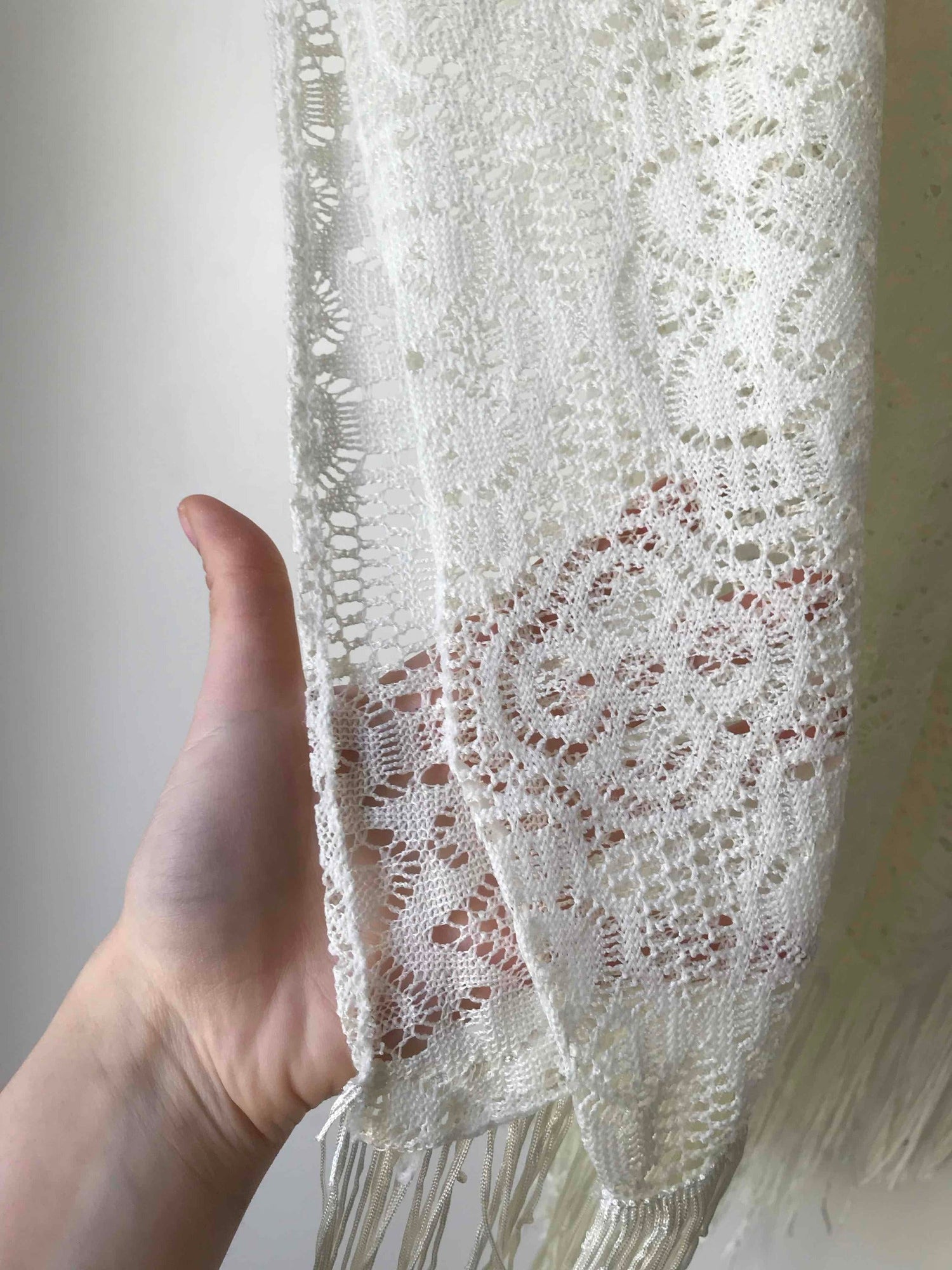 Embroidered shawl with fringes