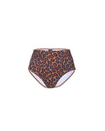 Culotte maillot de bain deux pièces Léopard Tropical – Tatiane de Freitas – culotte taille haute, maillot de bain rétro chic, motif léopard, coupe échancrée, jambes allongées, matière Oeko-Tex, bas bikini luxe marque française Lyon
