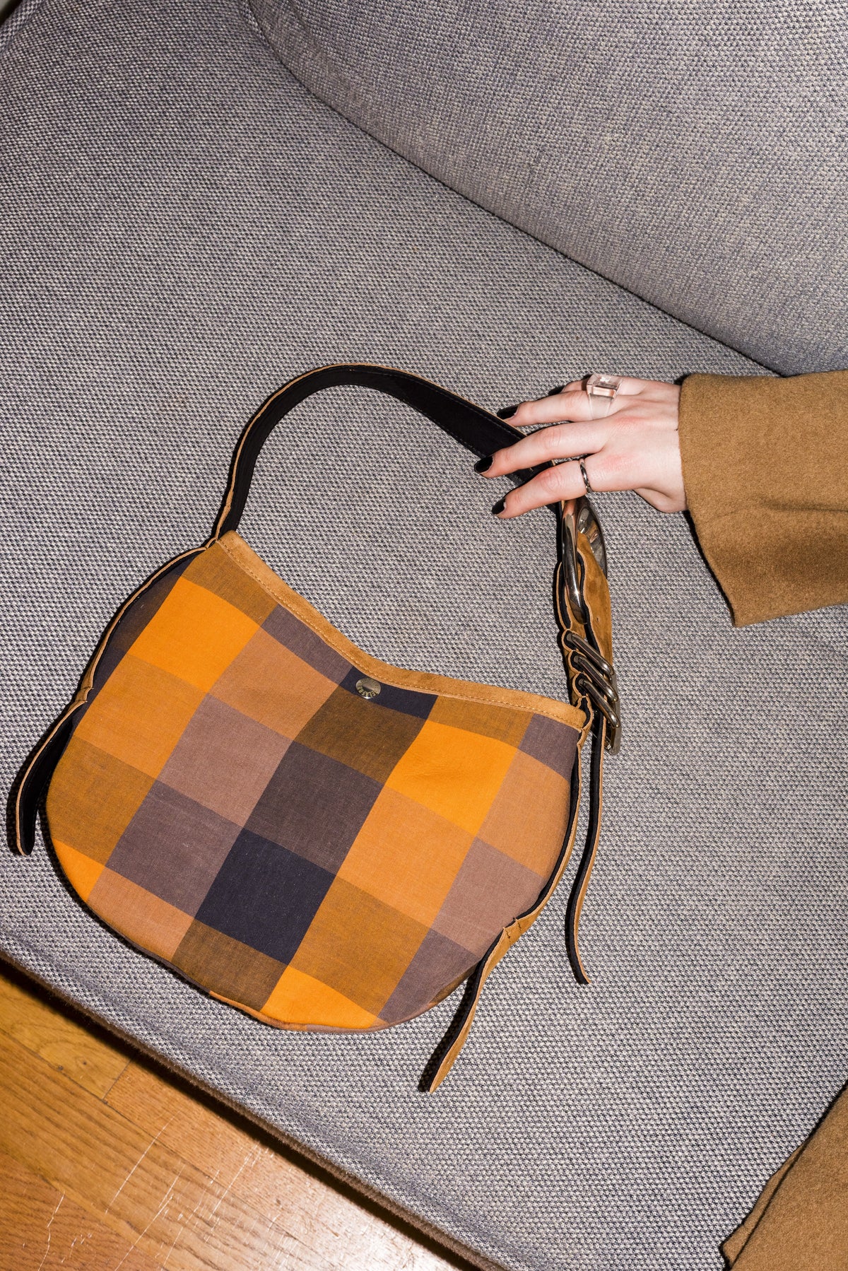 Sac Honey Petite Tissu Carreaux Et Cuir