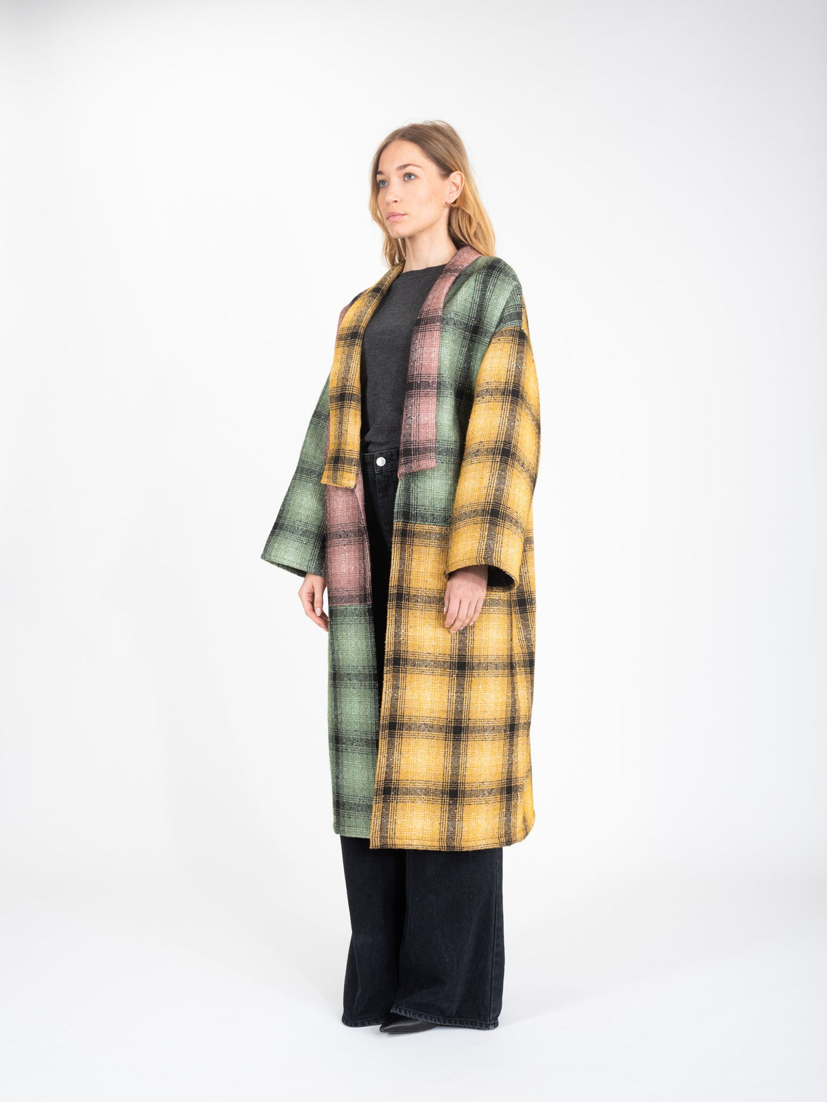 Manteau Tartan En Laine Tweed Bouffant - Taille L, Marque Puffa - Neuf Sans étiquettes
