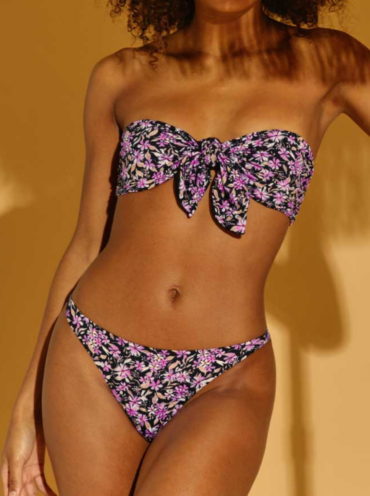 Tanga Swim Purple Flowers Violet