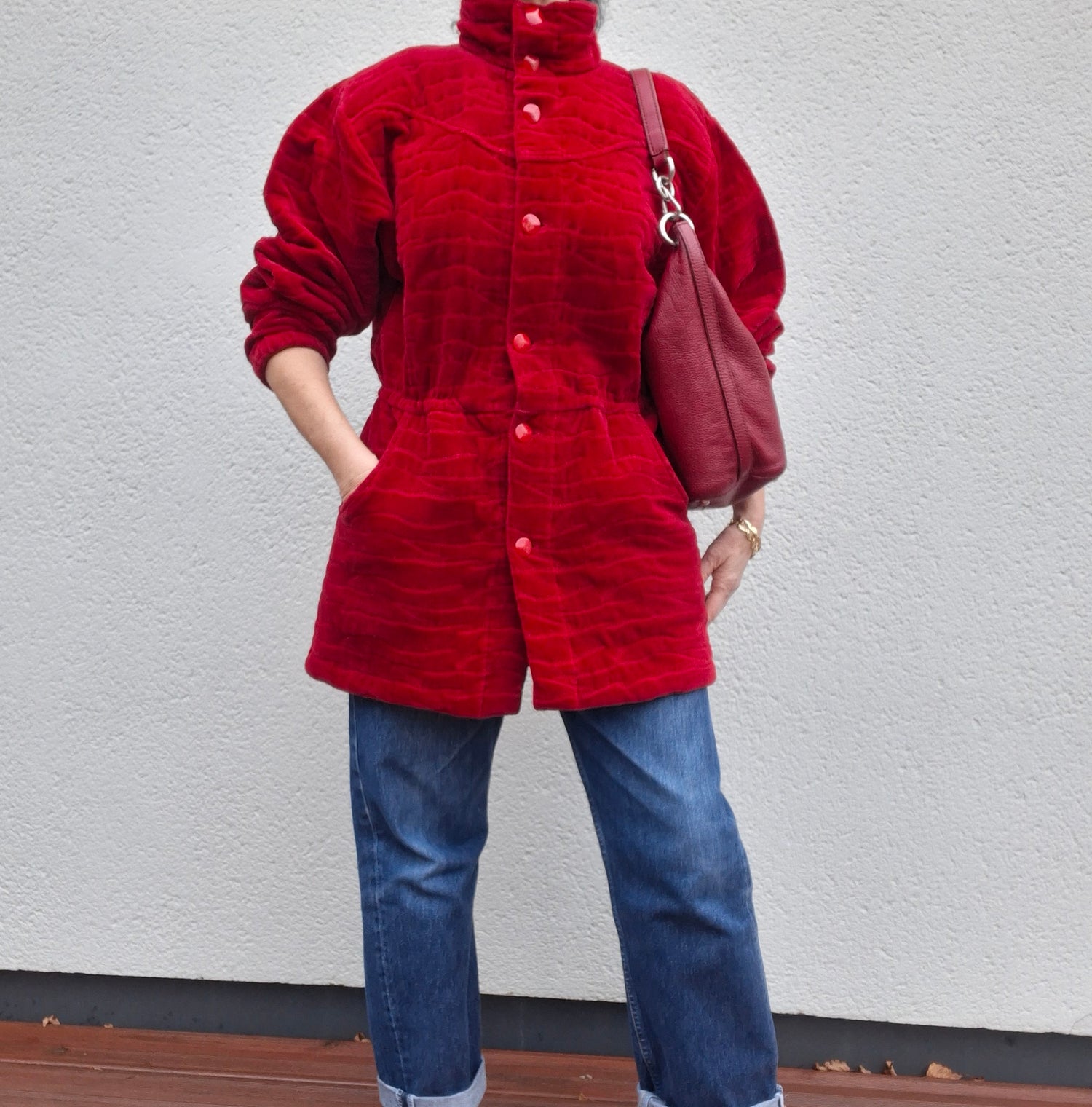 Doudoune En Velours Rouge