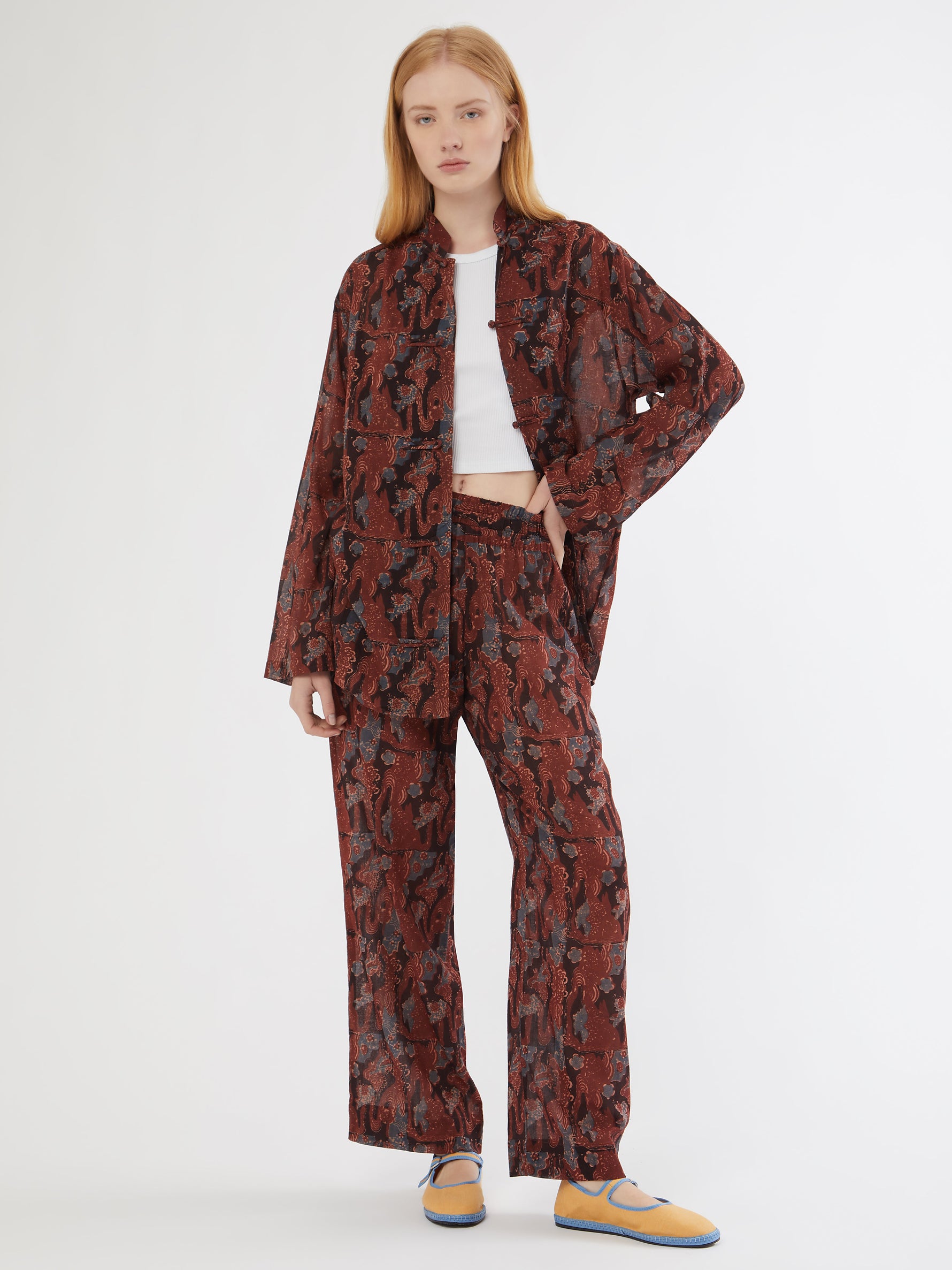 HANDMADE, HANDMADE IN INDIA, MADE IN INDIA, 100% SILK, BLOCK PRINT, ARTISANAL PRINTING, FATTO A MANO, PIGIAMA LOOK, PANTALONI DI COTONE, PANTALONI ESTIVI, SUMMER PANTS, SUMMER SET, COTTON SET