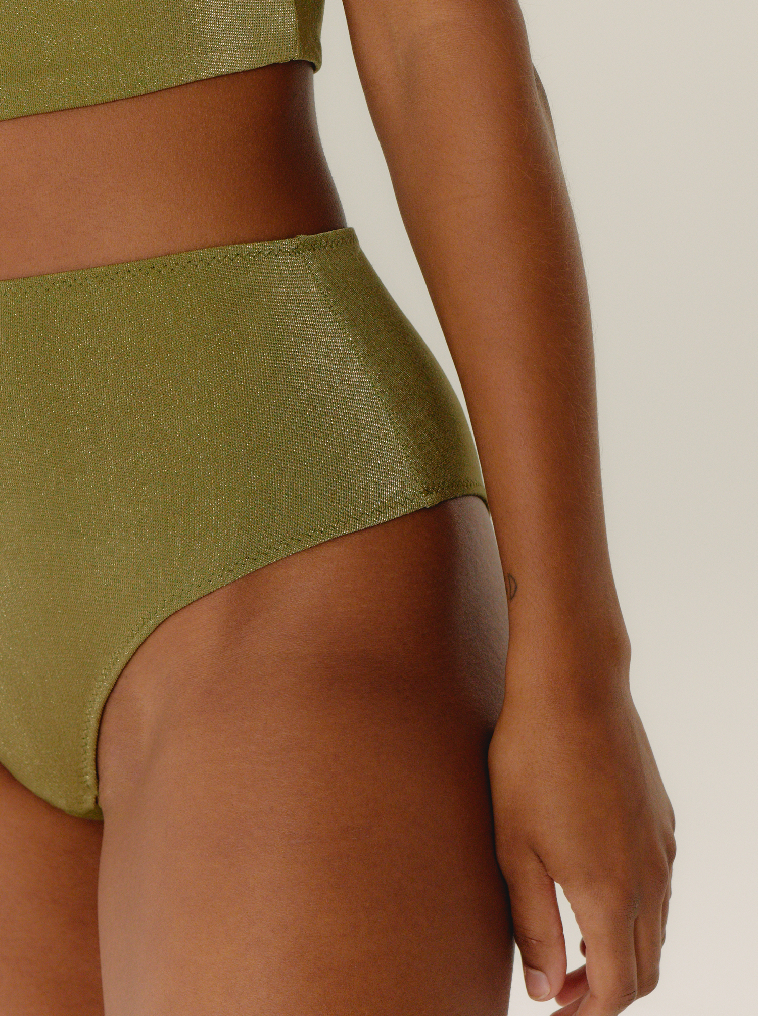 Culotte haute Shiny Kaki