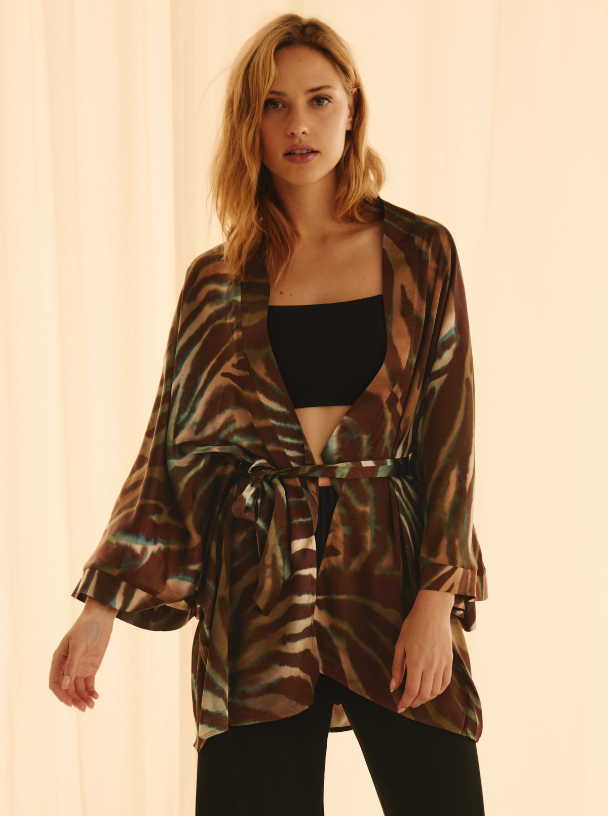 Kimono Brown Zebra Motif