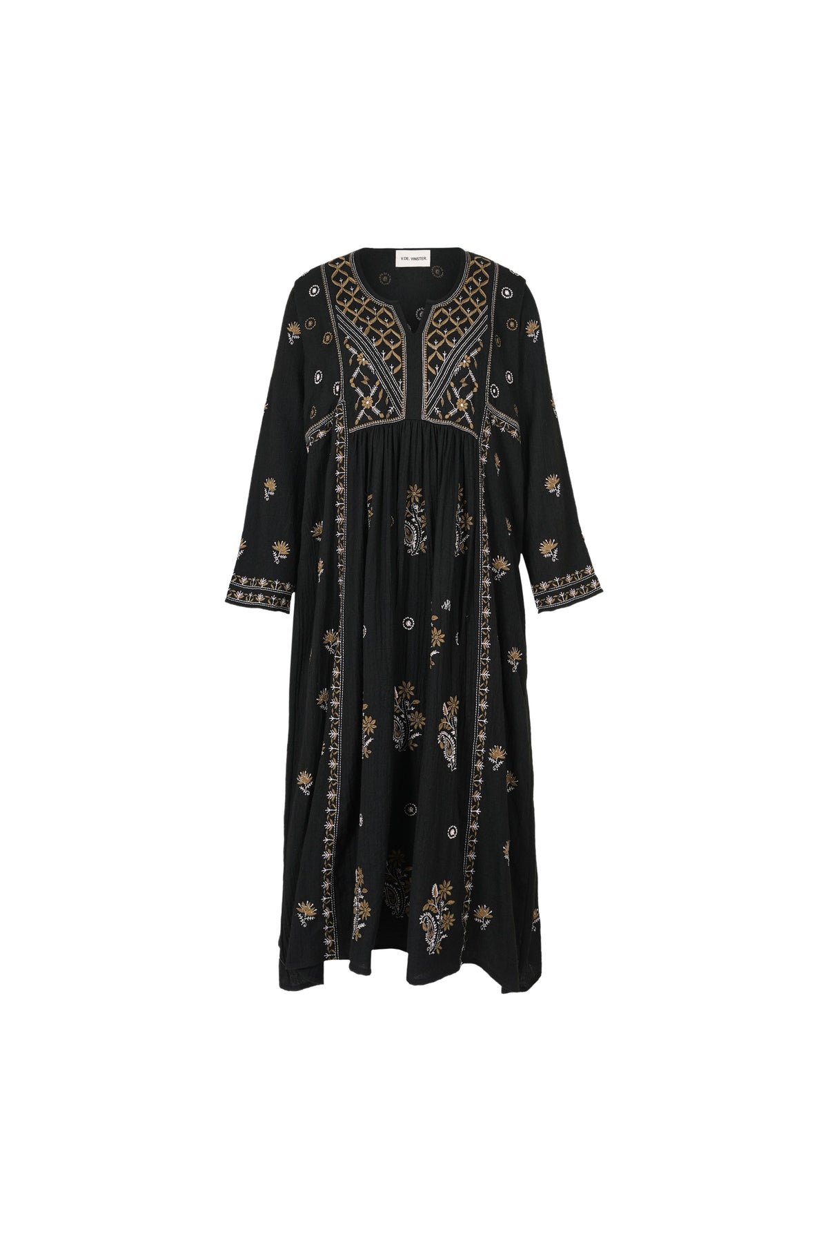 Robe Tunique Noire Balançoire Jigsaw - Brodée Dorée, Genou, Lyocell, Neuve Avec étiquettes