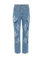 Women's High Waist Blue Jeans | Floral Embroidery | Sustainable | Fanfare