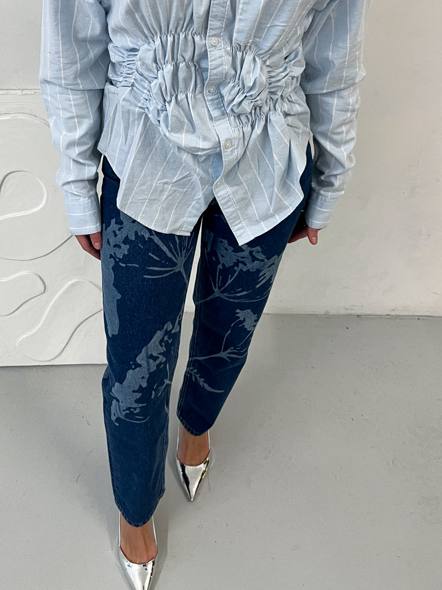 High Waisted Organic & Recycled Laser Dandelion Dark Blue Jeans