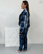 High Waisted Organic & Recycled Laser Fanfare Print Dark Blue Jeans