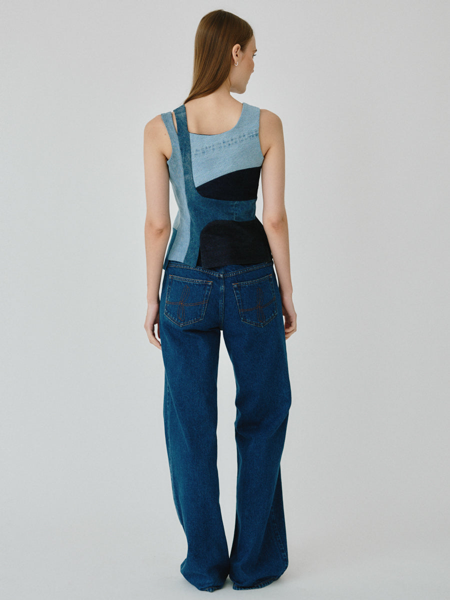 High Waisted Organic & Recycled Wide-Leg Dark Jeans