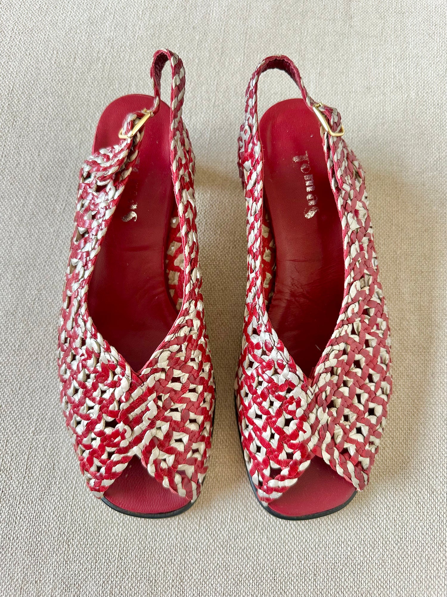 Sandales talons en cuir tressé