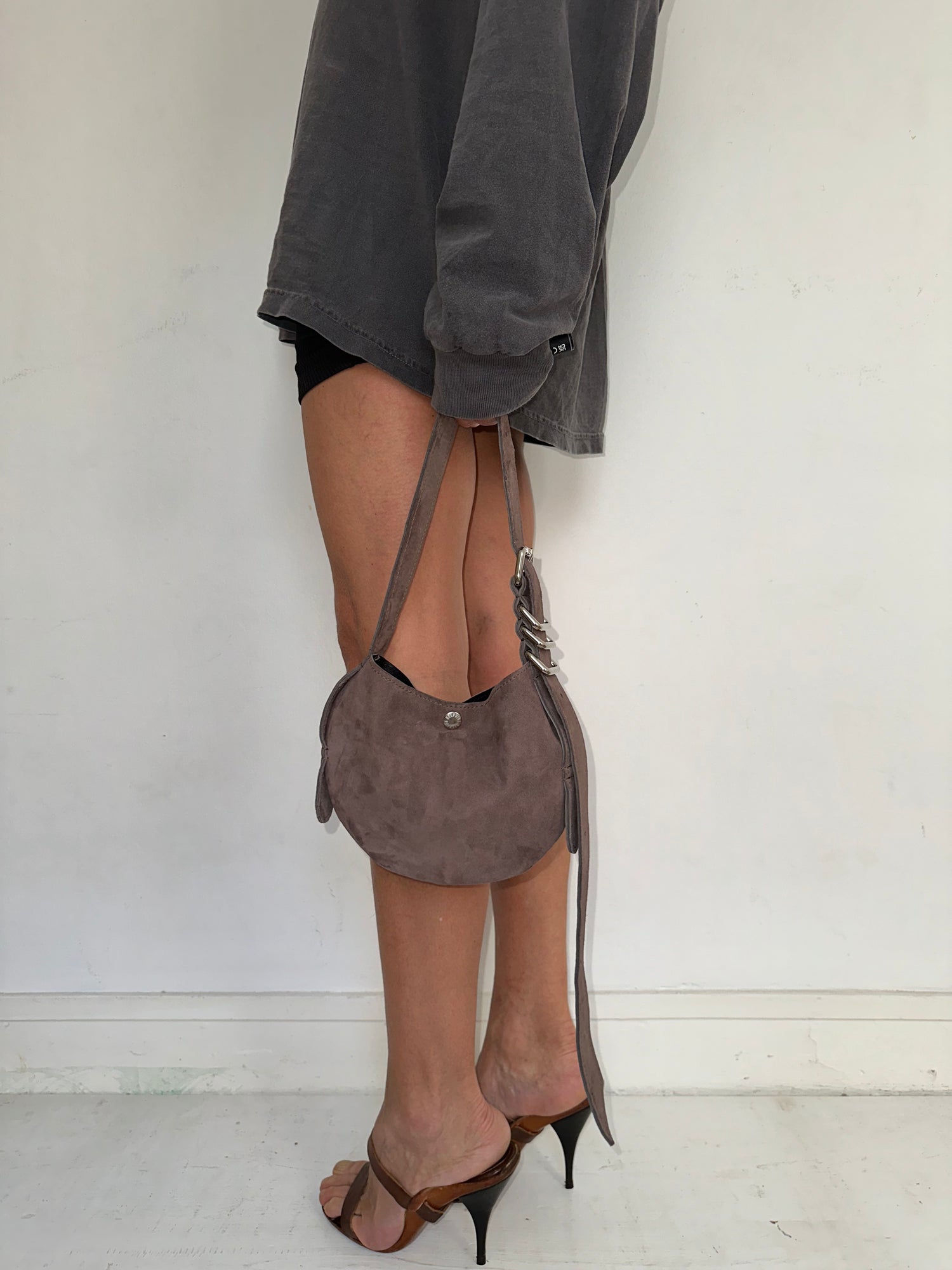 Mini Sac Chèvre Velours Gris