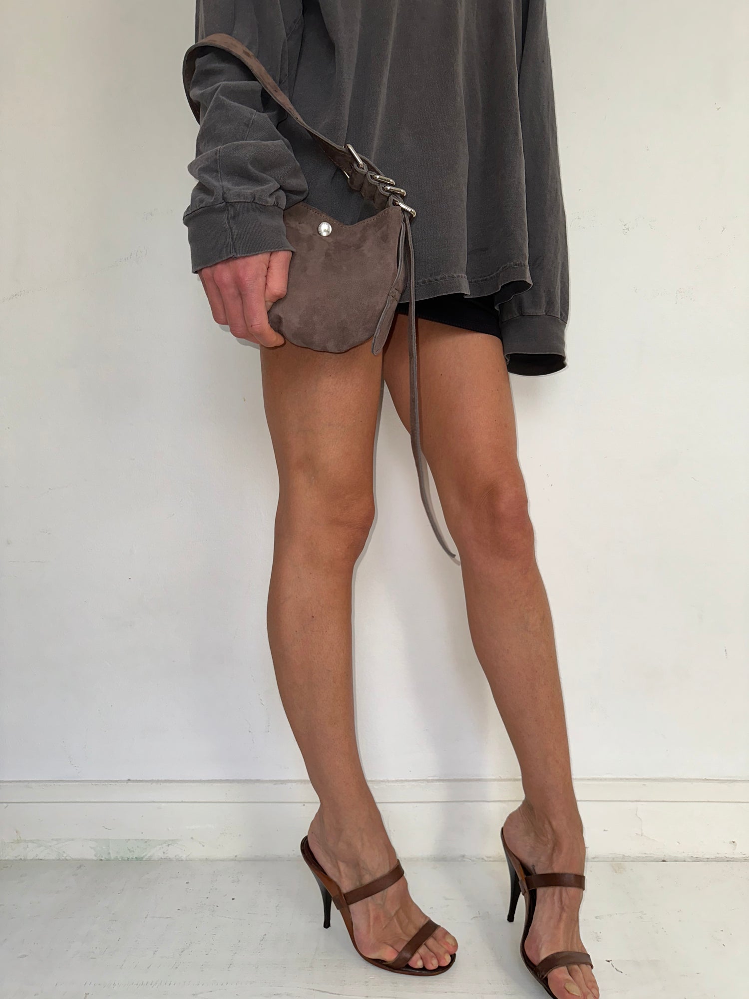 Mini Sac Chèvre Velours Gris