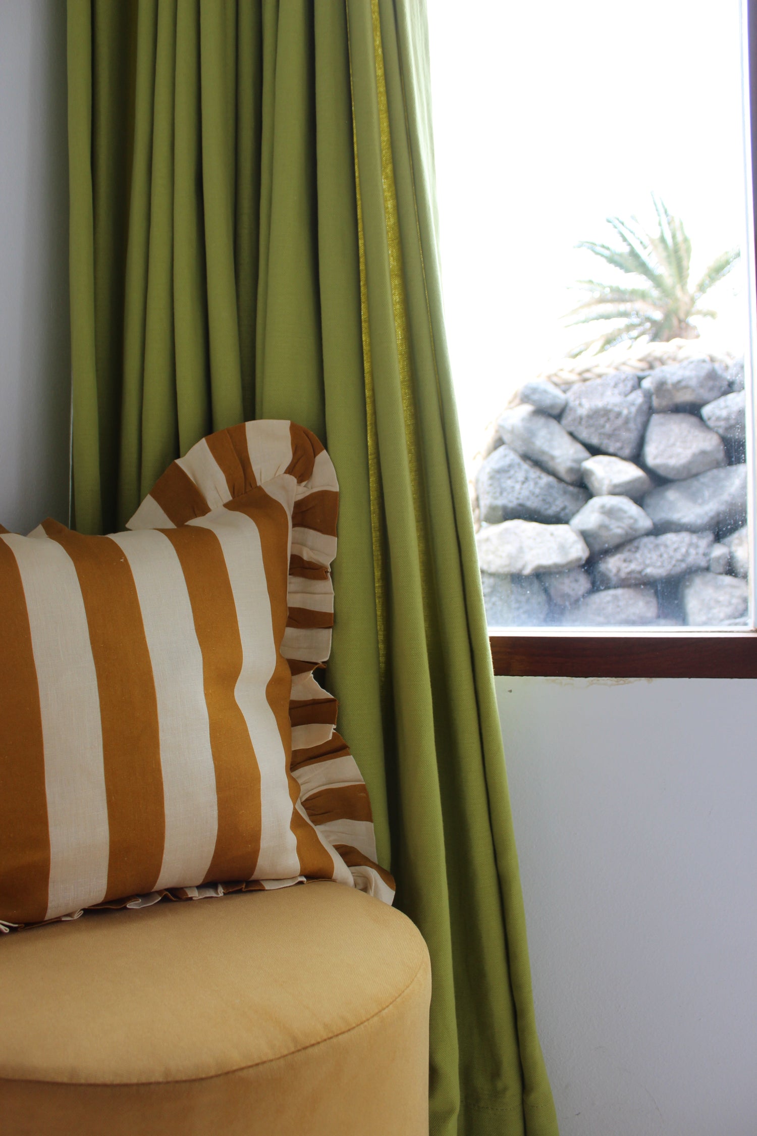 Ochre Wide Stripe Cushion Cover