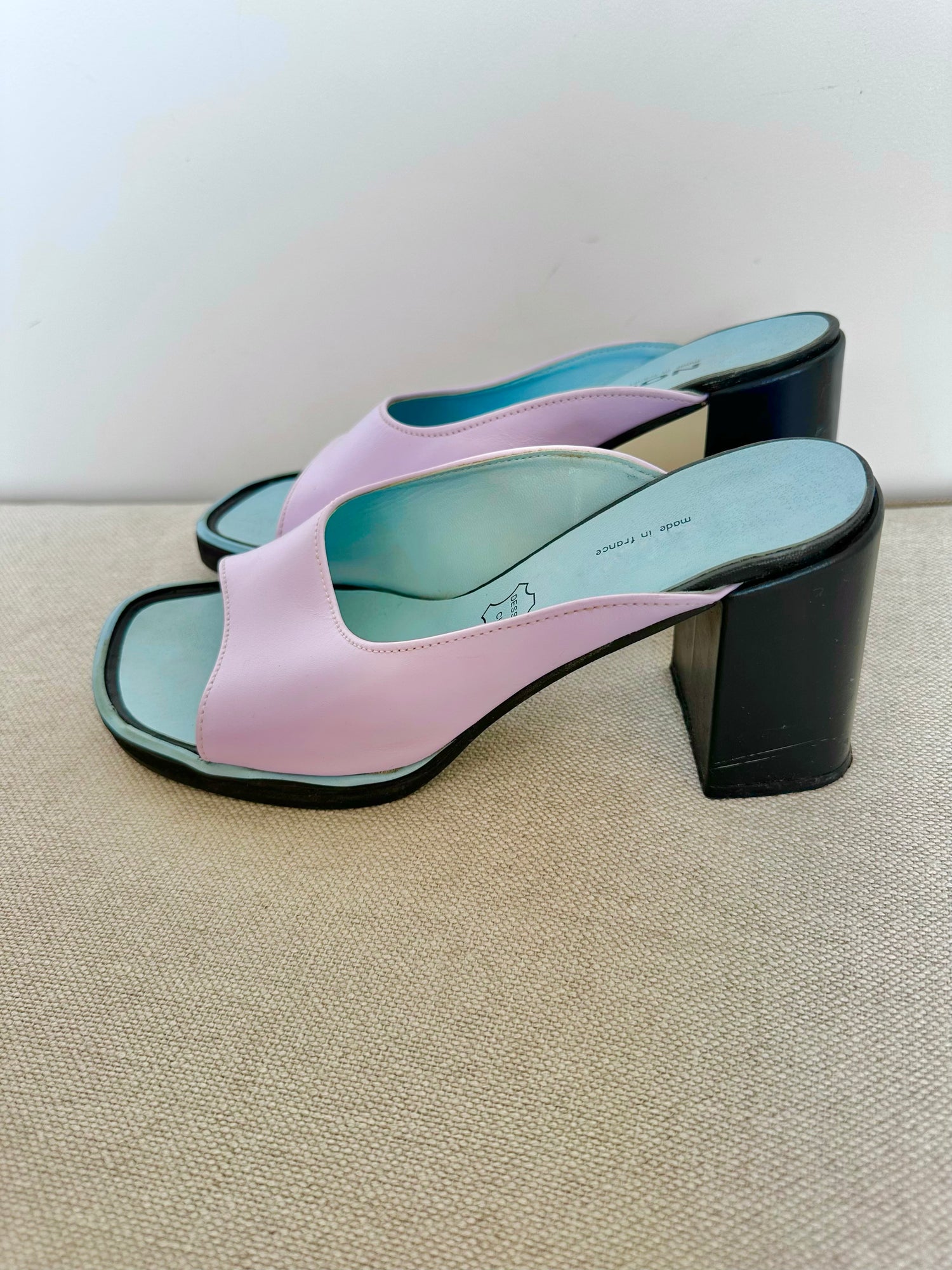 Mules talons en cuir