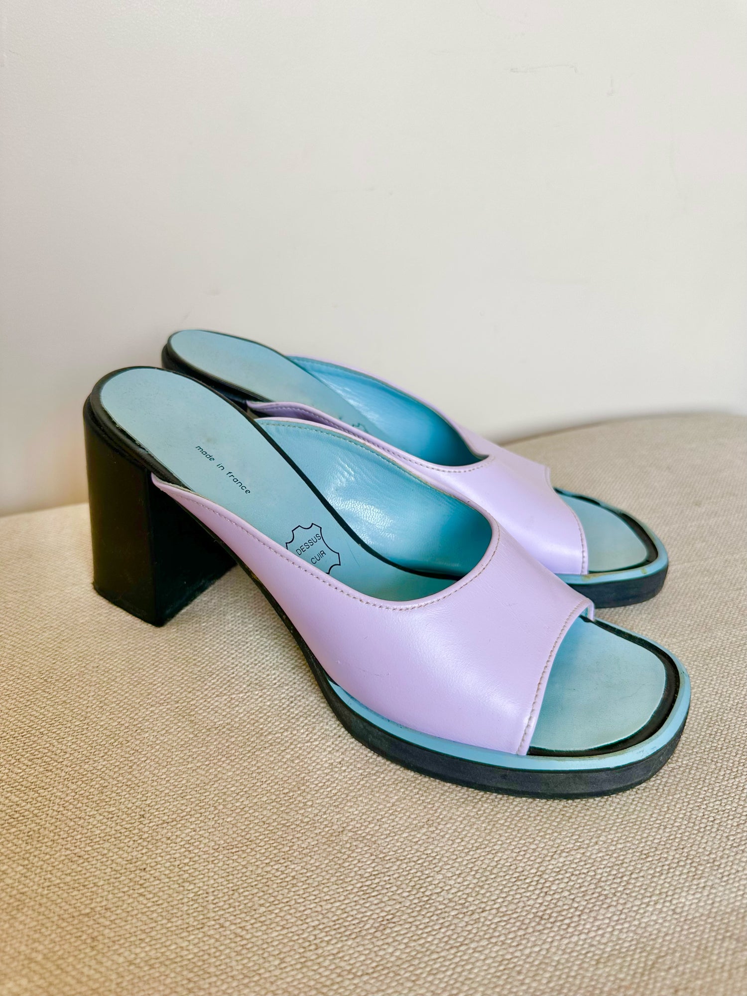 Mules talons en cuir