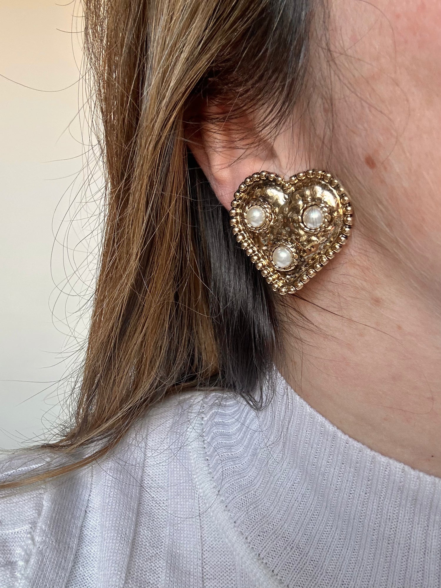 Boucles d'oreilles clips coeurs