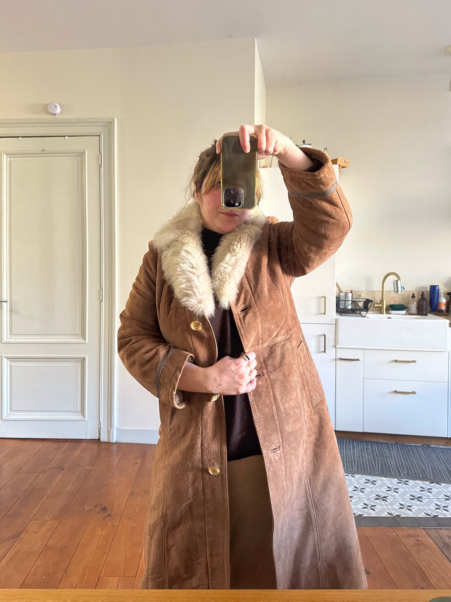 Manteau en peau lainée