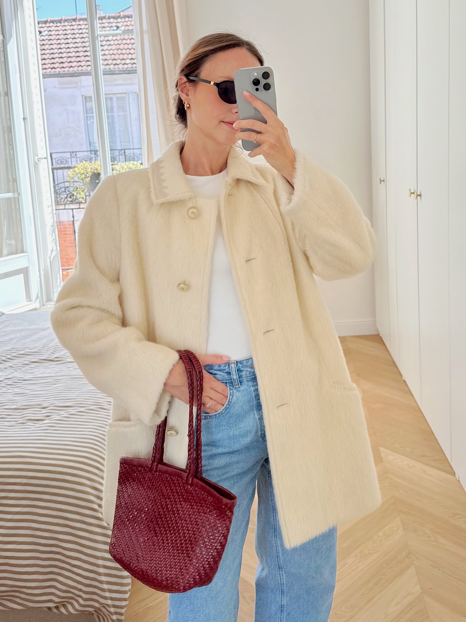 Manteau blanc en laine