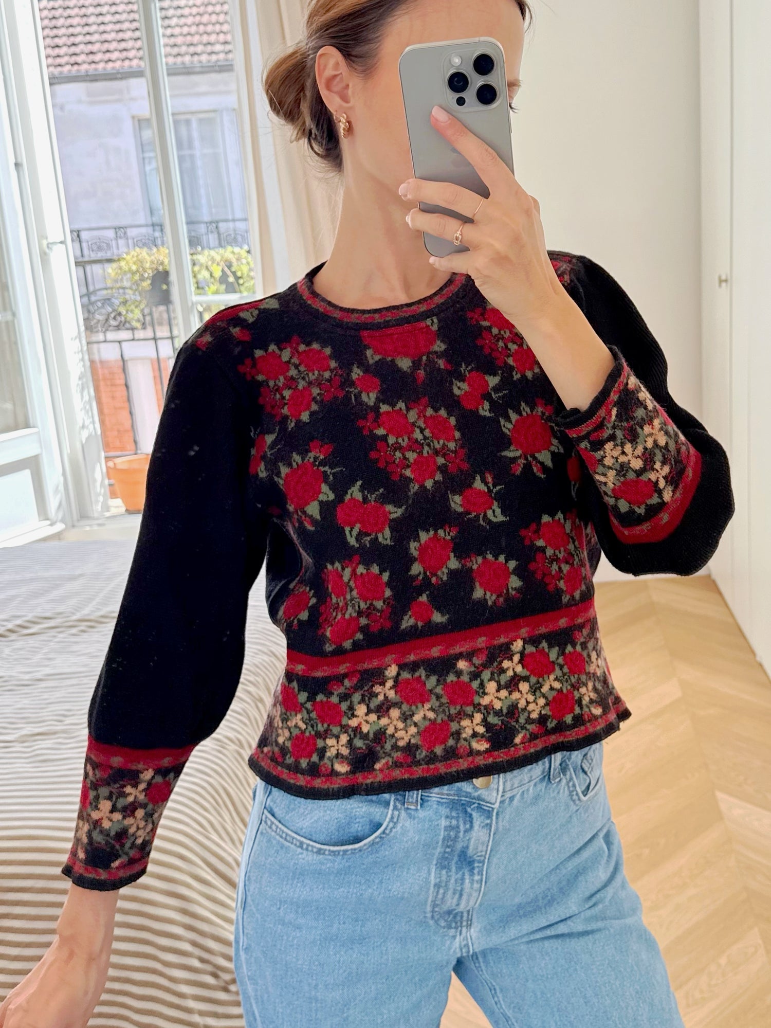 Pull à fleurs