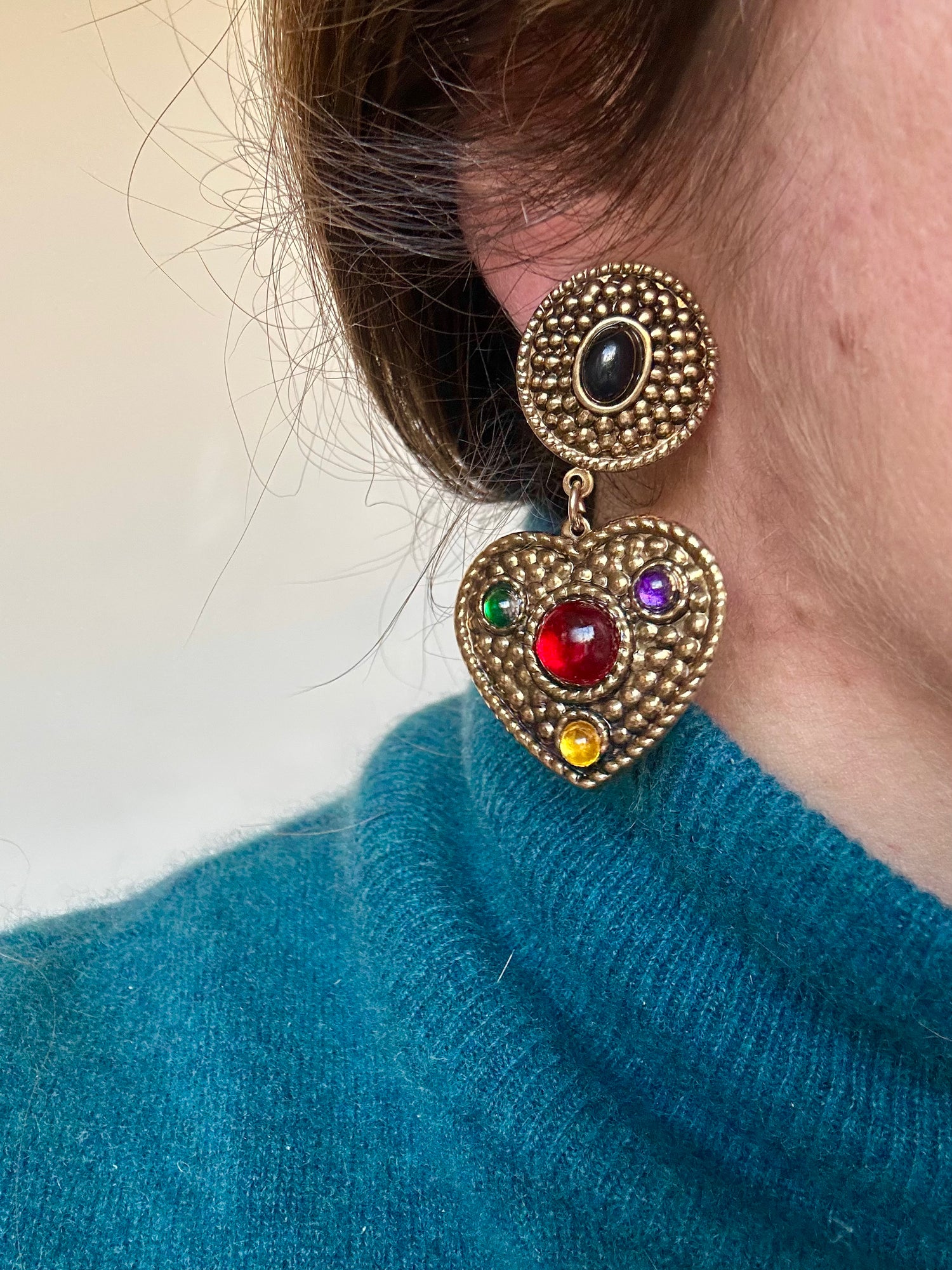 Boucles d'oreilles clips coeurs