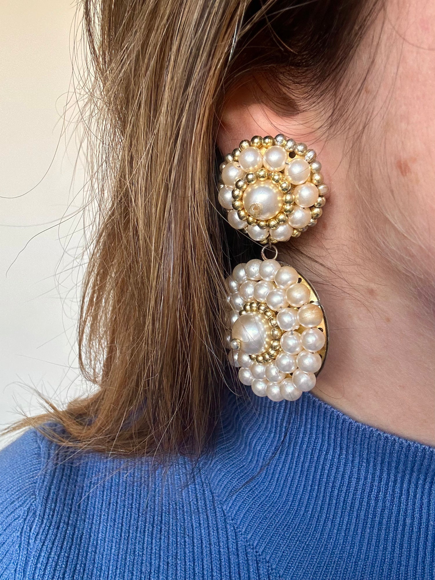 Boucles d'oreilles clips perles