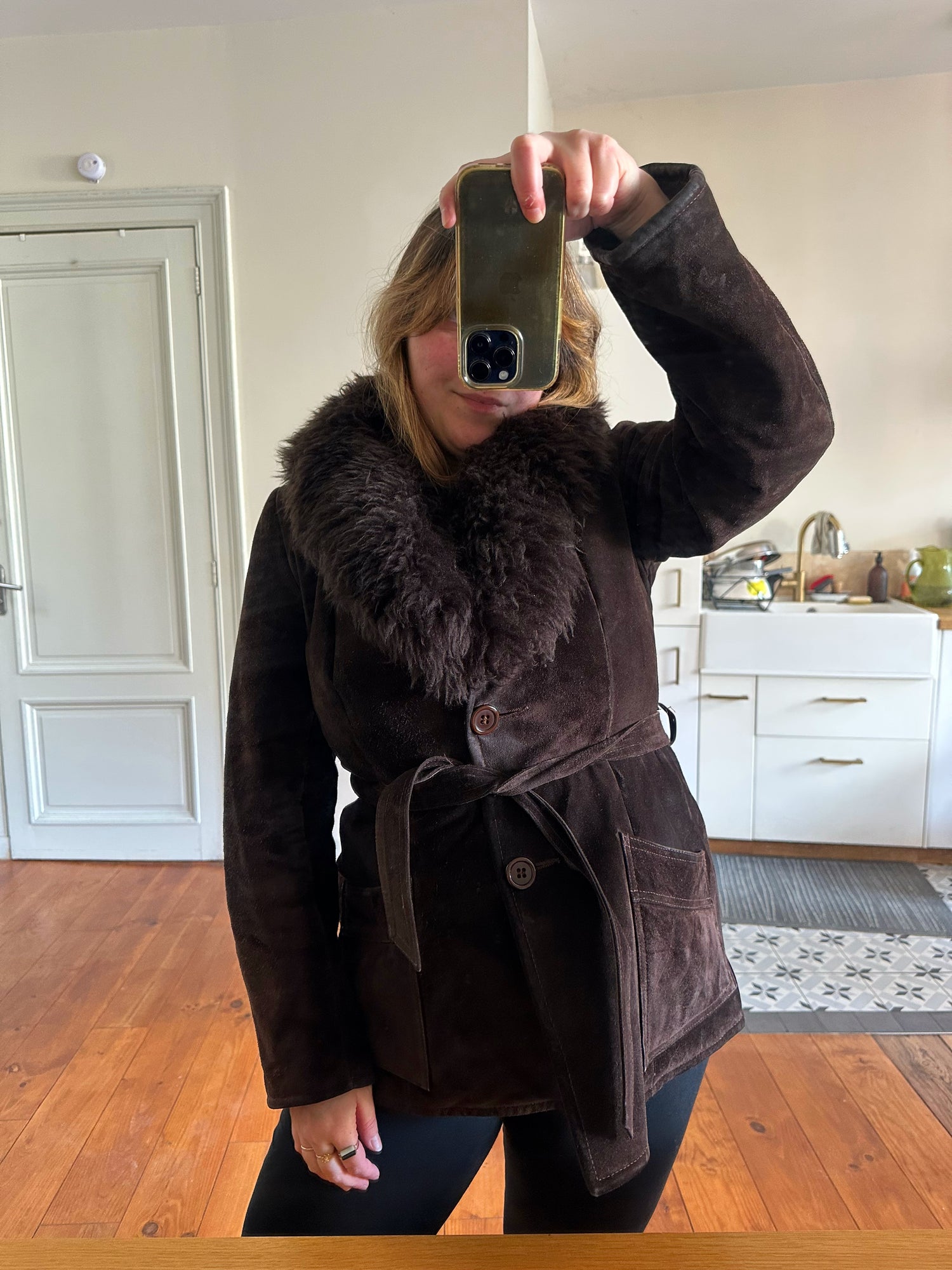 Saharienne en peau lainée